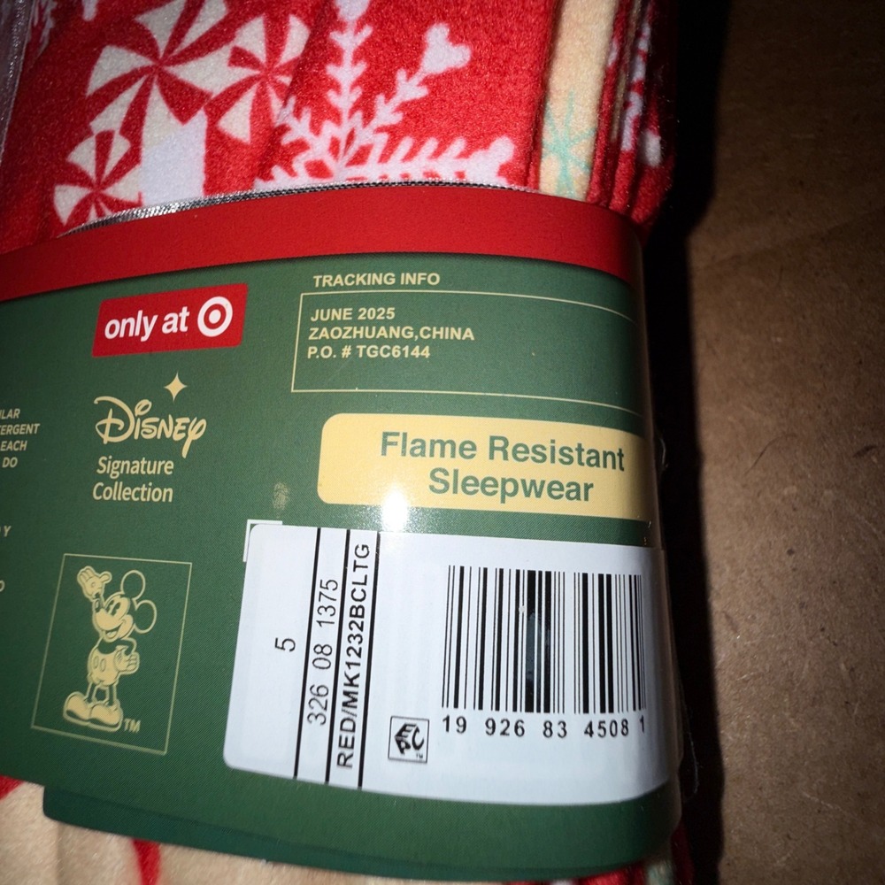 Disney Mickey Mouse Kids Pajama Set Size 5 NEW Holiday Red Snowflake Peppermint - Picture 6 of 6